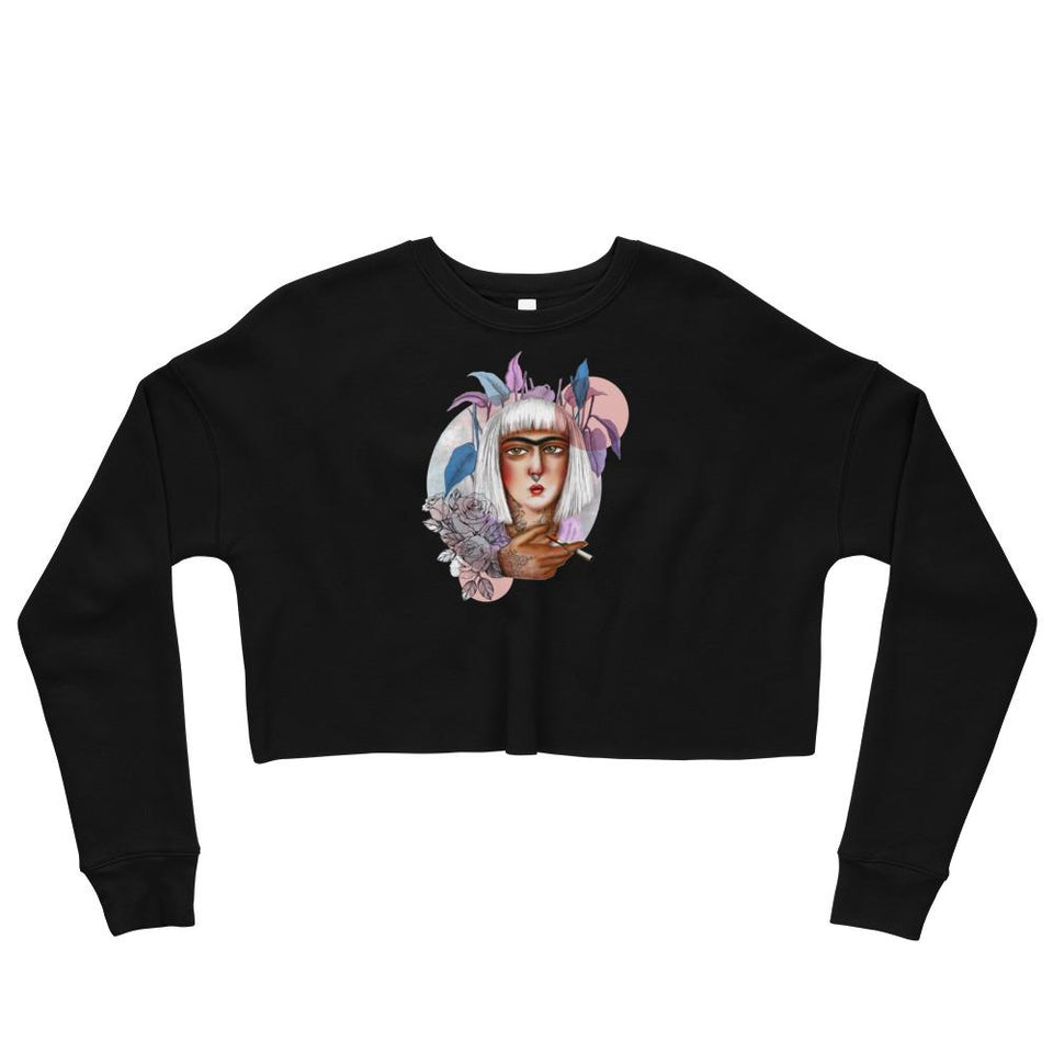 Qajari Girl Crop Sweatshirt - Black / S - Crop Sweatshirt Geev Thegeev.com